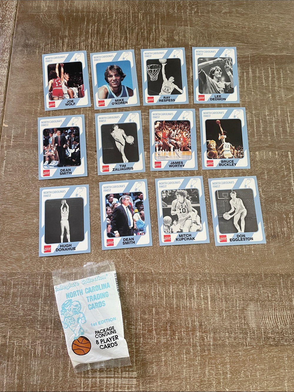 Vintage North Carolina Basketball Trading Cards- Set of 12, Vintage Packaging